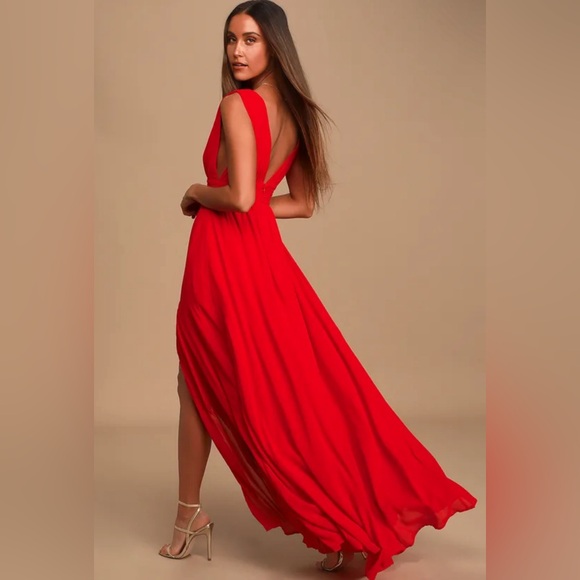 Lulus style is Heavenly Hues Red Maxi Dress, size S,🤦‍♀️🤦‍♀️🤷‍♀️ - Picture 4 of 7